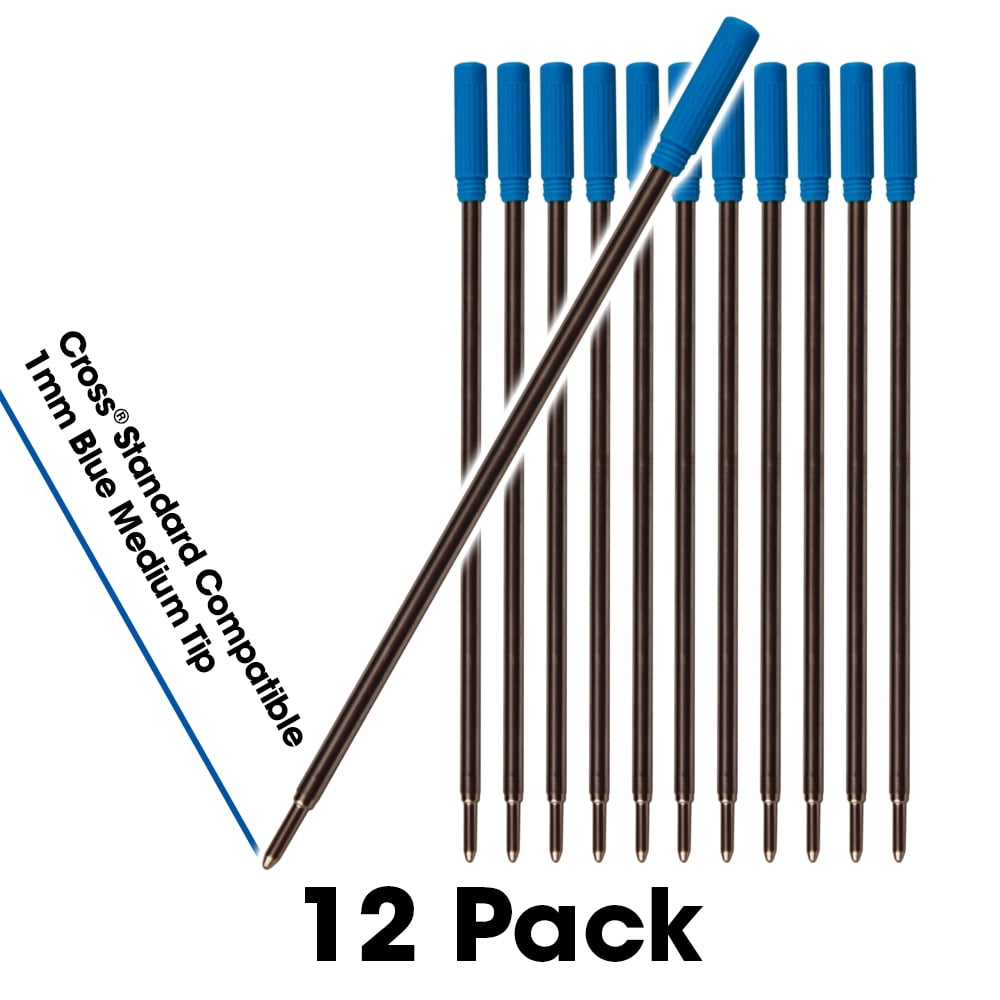 Jaymo 12 Blue Cross Compatible Ballpoint Pen Refills. Smooth