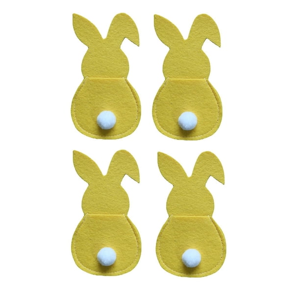unidades de soportes para cubiertos de utensilios de conejito de Pascua, bolsas de fieltro, bolsa para cubiertos, 15x8,5 cm, para decoración de mesa de Pascua, boda, fiesta de cumpleaños