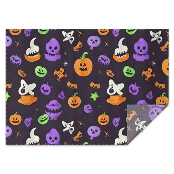 Cute Halloween Icons Pattern Rectangle Tablecloth 60"x84",Waterproof Polyester Rectangle Table Cloth, Wipeable Spillproof Polyester Tablecloth for Dining, Camping, Indoor and Outdoor