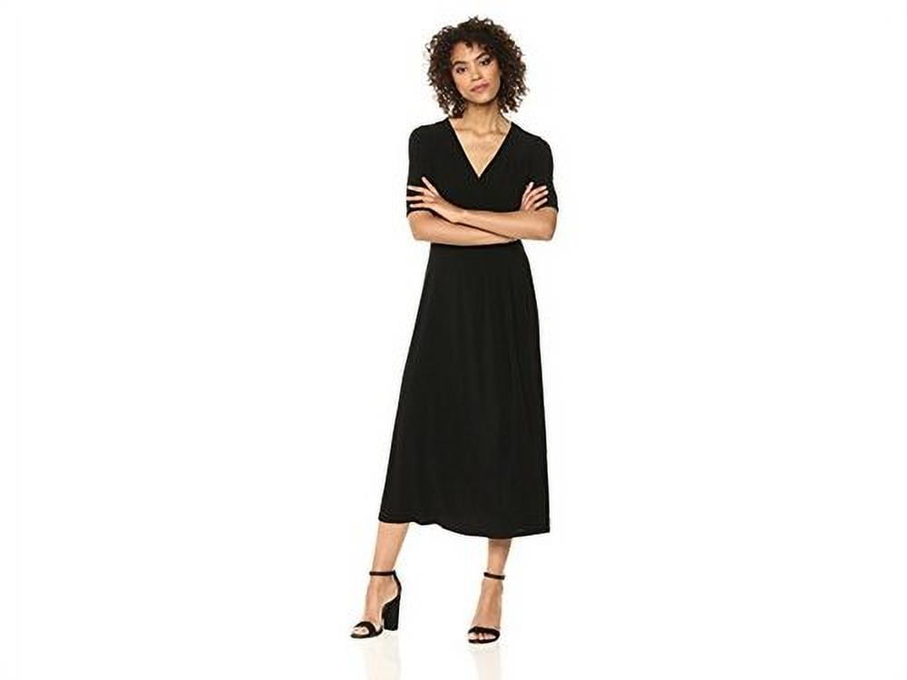 Chaus Rich Black Women's Laura Elbow Sleeve Wrap Dress