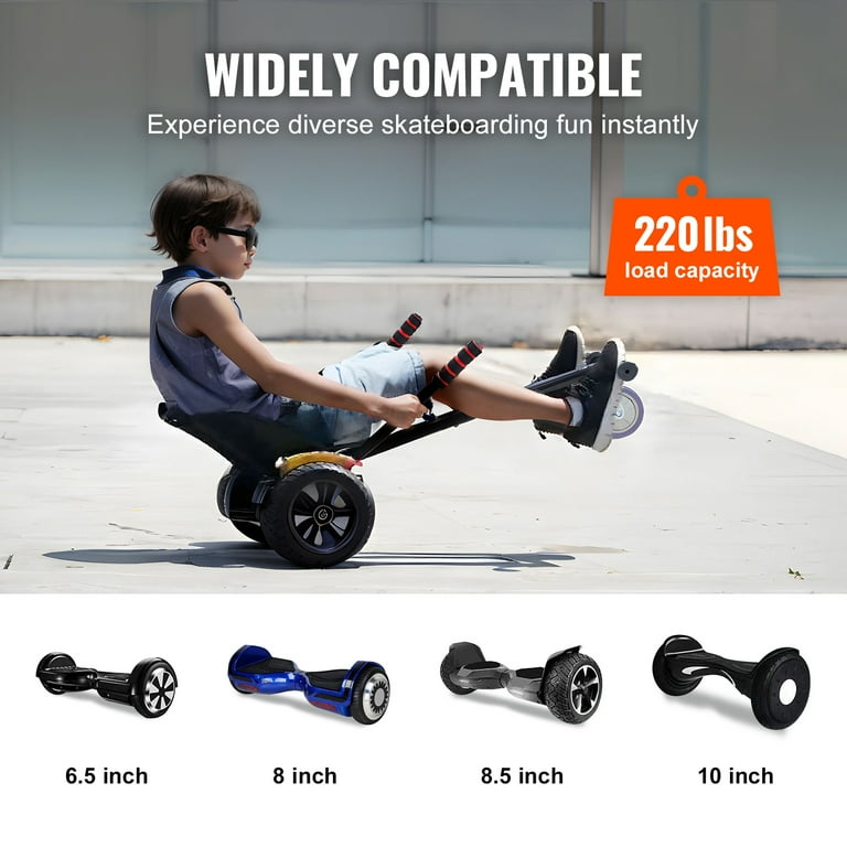 SKYSHALO Hoverboard Kart Seat Hoverboard Seat Adjustable Frame Length for 6.5 8 8.5 10 Hoverboard Self Balancing Scooter Seat Mount for Kids and Adults Black Walmart