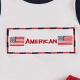 thumbnail image 5 of kaprioy Toddler Baby Boys Summer Outfits Baby Boy 4th of July Outfits Independence Day Sleeveless AMERICAN Letter Print Vest Top American Flag Shorts Set 12M-4T, 5 of 7