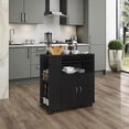 thumbnail image 2 of Kings Brand Furniture - Kitchen Island Rolling Cart on Wheels with Storage Cabinet, Black, 2 of 5