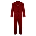 thumbnail image 6 of YWMJI Matching Family Satin Pajama Sets Men's Satin Silk Pajamas Set Long Sleeve Loungewear Sleepwear Button Down Silky Loungewear Classic Sleepwear Notch Collar Lounge Sets with Pockets Wine Red Xl, 6 of 7