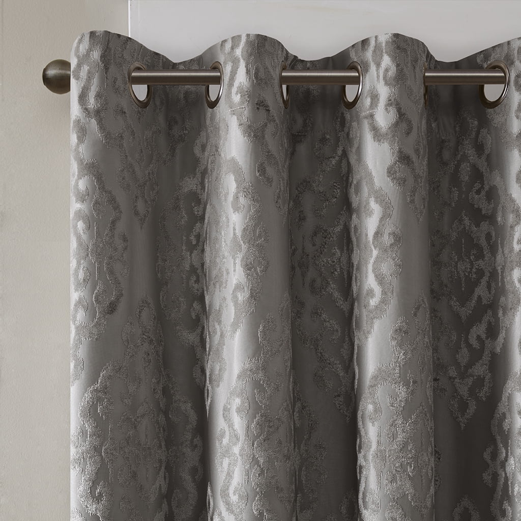 SunSmart Mirage Knitted Jacquard Damask Total Blackout Grommet Top Curtain Panel