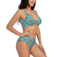 thumbnail image 2 of Wukai Funny Chicken Women's Bikini Set Two Piece,wimsuit High Waisted V Neck Twist Front Adjustable Spaghetti Straps Bathing Suit-Large, 2 of 7