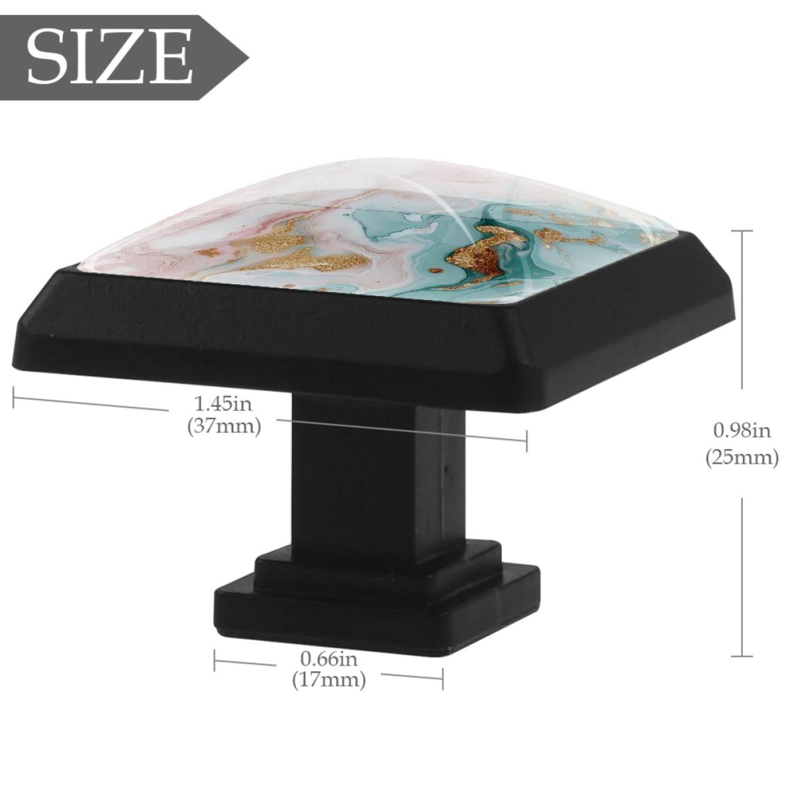 HemaKayy 3 Pack 1.45" Decorative Cabinet Knobs - Stylish ABS Glass Black Handles for Kitchen, Bedroom, & Home Furniture Decor - Durable & Elegant - Unique Marble Design