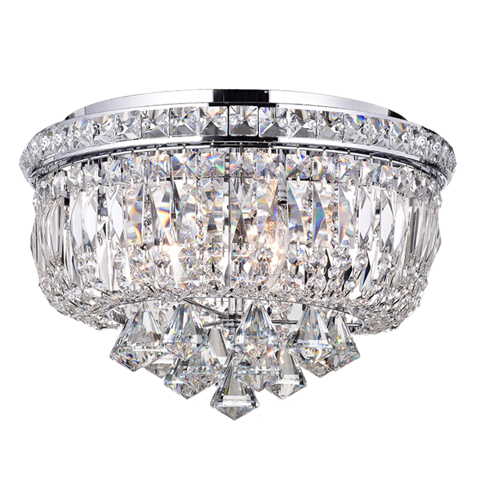 Chimory Chrome and Crystal 14inch Round Ceiling Lamp