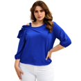 thumbnail image 1 of Blusa de chiffon Roman Fashion talla extra 1735 azul 42 con hombro descubierto, 1 of 6