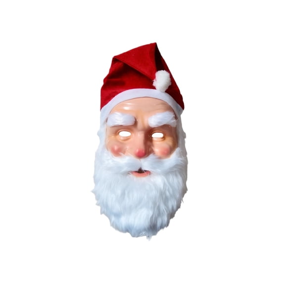 Christmas Decorations Santa Mask Headpiece White Beard Costume Accessory Photo Prop for Holiday Party Home Indoor Gifts Family Friends Winter Festive Fun Charm Set