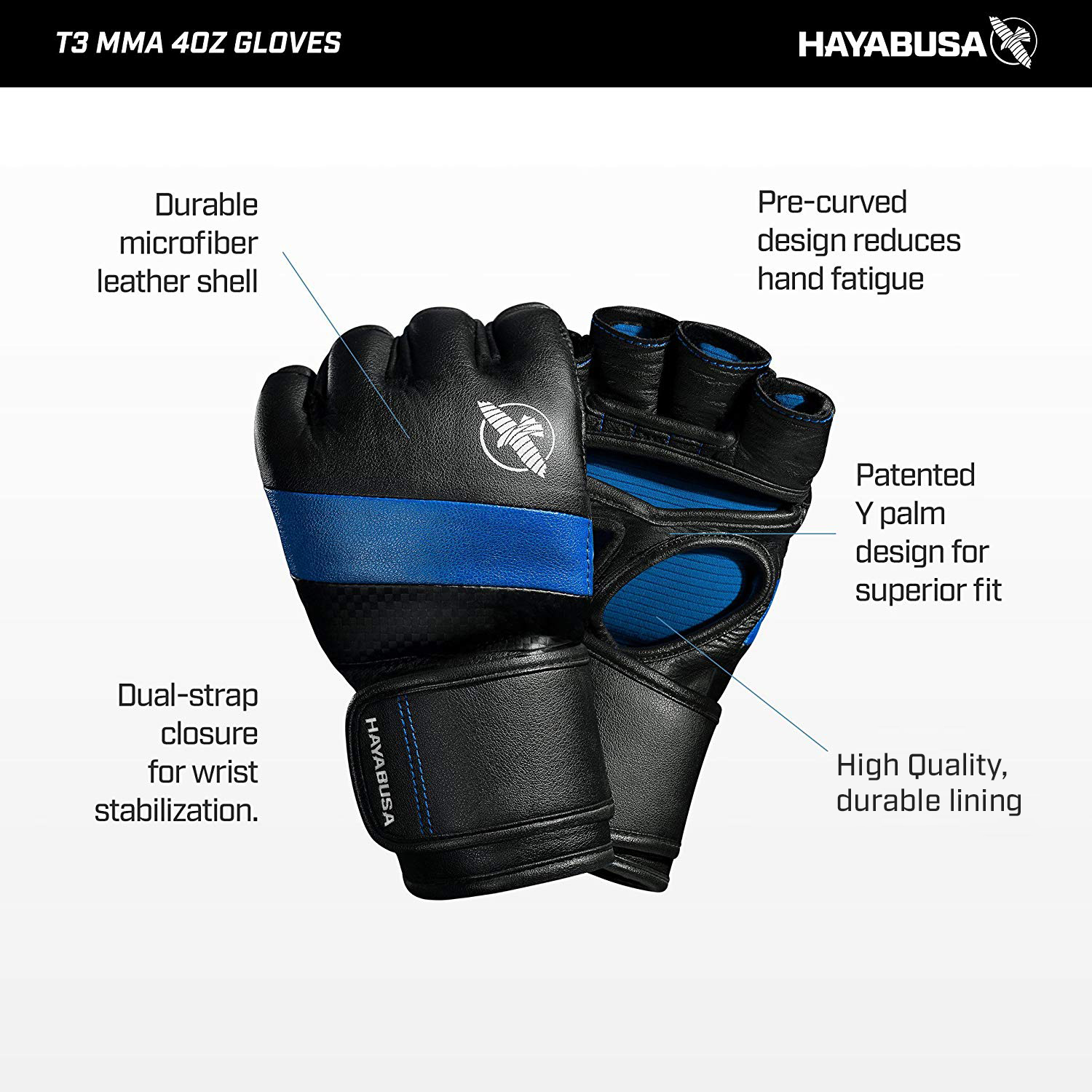 Hayabusa T3 4oz Mixed Martial Arts Gloves, Black/Purple X-Large