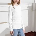 thumbnail image 5 of Twczz Girls Ribbed Shirts- Soft Casual Crewneck Long Sleeve Kids Undershirt Base Layering Tops White Size 10, 5 of 8