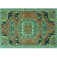 thumbnail image 1 of Ahgly Company Machine Washable Indoor Rectangle Medallion Turquoise Blue Traditional Area Rugs, 7' x 9', 1 of 4