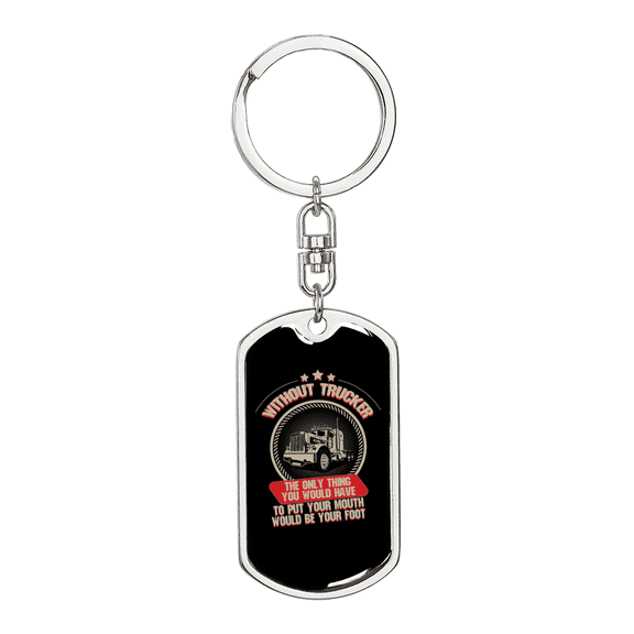 Without Trucker Swivel Keychain Dog Tag Stainless Steel or 18k Gold