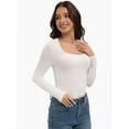 thumbnail image 5 of Womens Square Neck T Shirts Long Sleeve Tops Fitted Tees, 5 of 6