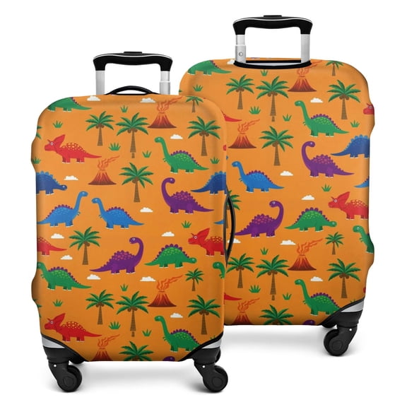 Orange Dinosaur Volcano Pattern Luggage Cover Fashion Suitcase Cover Baggage Covers Fit 25-28 Inch Luggage (Go Travel)