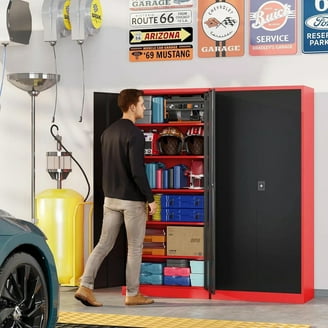 Hyper Tough 2 Shelf Plastic Garage Storage Cabinet 18.5Dx25.47Wx35