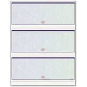 3 Blank Checks Per Page, Laser 8-1/2" x 11" Letter Size Prismatic Green & Blue Color, 100 Sheets 300 Checks