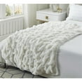 thumbnail image 3 of Posh Living Tristin 50"x60" Stitched Faux Fur Soft Fabric Throw in White, 3 of 10