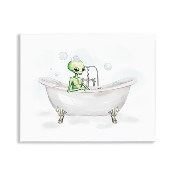Stupell Industries Alien Bubble Bath Typography Painting Unframed Art Print Wall Art, 14 x 11