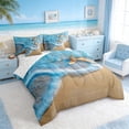 thumbnail image 2 of Manfei Starfish Wave Beach Bedding Comforter Set for Kids Boys and Girls, Marine Life Print Queen Bedding Sets, Reversible 7 Pieces, 2 of 6