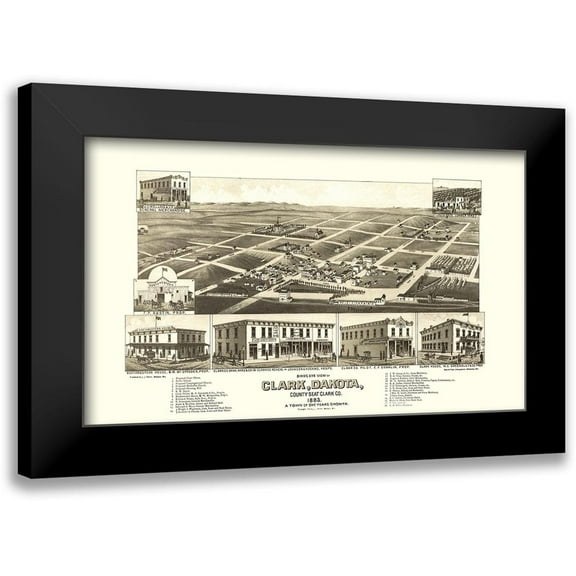 Stoner 14x10 Black Modern Framed Museum Art Print Titled - Clark South Dakota - Stoner 1883