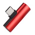 thumbnail image 2 of Convertisseur Audio 2 en 1 Double Type C Chargeant le Convertisseur d'Alliage d'Aluminium d'Écoute pour Xiaomi Rouge, 2 of 12