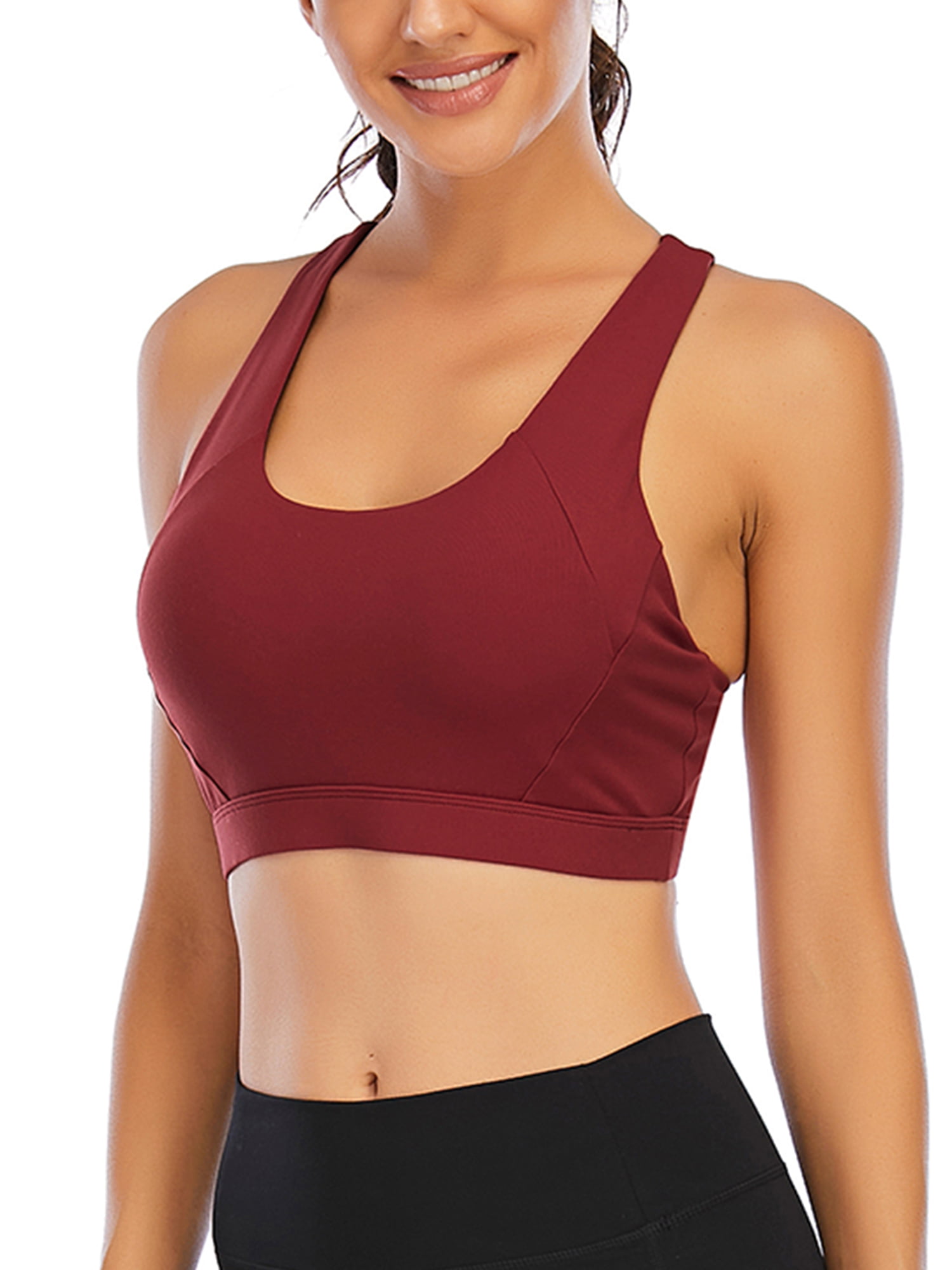 Women's Seamless Sports Bra Racerback Padded Stretch Fitness Tops Workout  Yoga Bras with Removable Bra Pads 