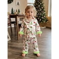 thumbnail image 6 of RUINIXCW Kids Toddler Baby Girl Boy Christmas Silk Stain Pajamas Set Spring Fall Winter PJS Sleepwear Long Sleeve Button Down Shirt Tops Pants Set, 6 of 9