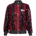 thumbnail image 2 of Women's Cuce  Red Kansas City Chiefs Slim Fit Sequin Striped Full-Zip Bomber Jacket, 2 of 3