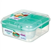 Sistema to Go Collection Bento Box Cube Plastic Lunch and Food Storage Container, 5.3 Cup, Multi-Compartment, Color Varies, BPA Free