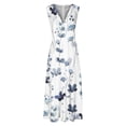 thumbnail image 5 of Frostluinai Fall Dress for Women 2023! Plus Size Cocktail Dress Wrap Deep V Neck Sleeveless Floral Swing Dresses A-Line Bohemian Maxi Party Wedding Guest Dresses, 5 of 5