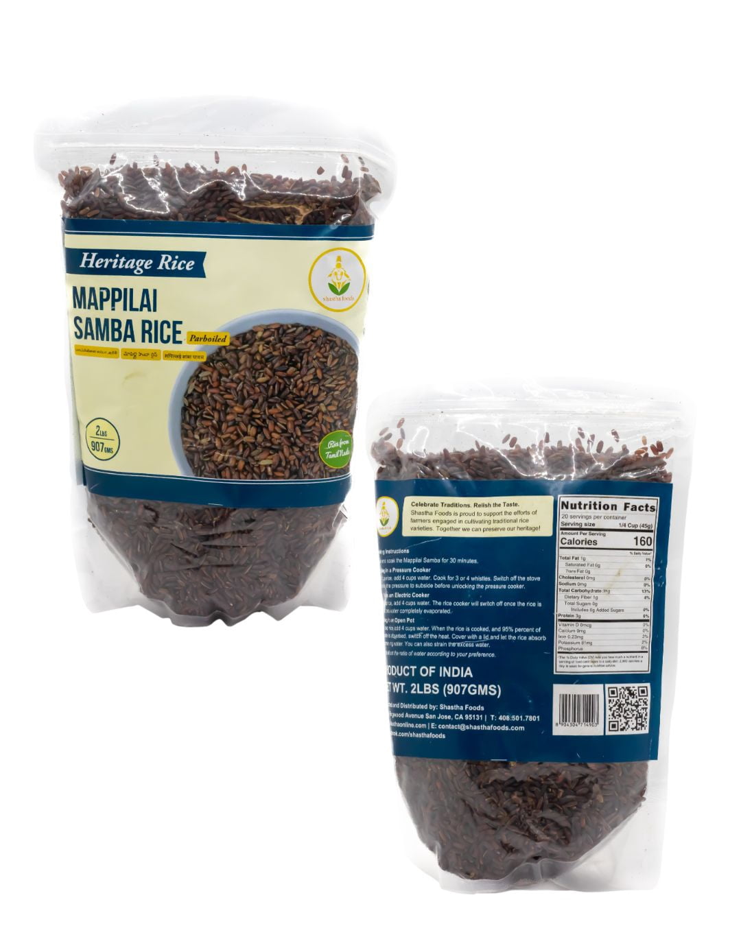 Shastha Unpolished Mappilai Samba Red Rice, 2 lbs, pack of 2