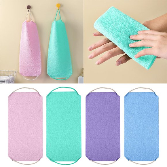 Toalla de baño larga para exfoliar y limpiar la espalda - Tira de masaje y descontaminación de doble cara con fuerte absorción de agua