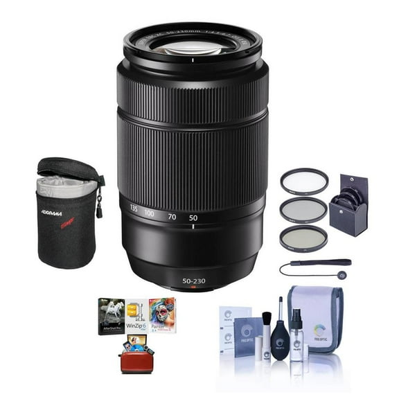 Fujifilm XC 50-230mm f/4.5-6.7 OIS II Lens, Black, Bundle with 58mm Filter Kit and Mac Software Kit