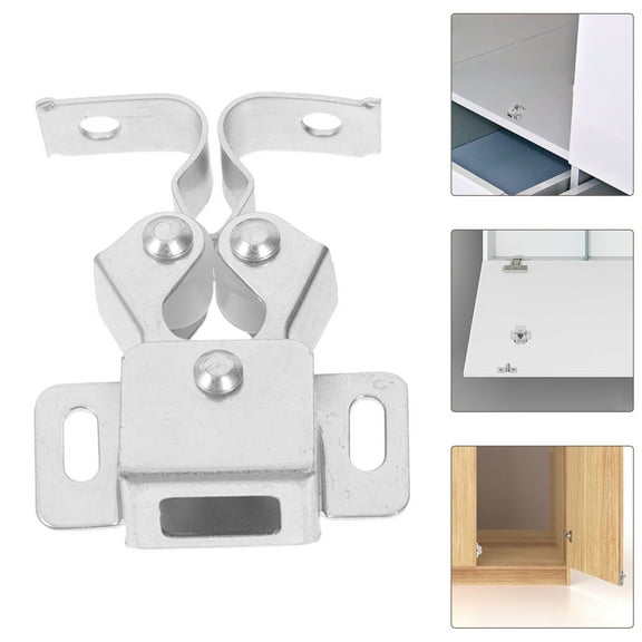 SOPOTUTU 12 Sets Silver Cabinet Door Latch with Double Roller for Effortless Opening 1.3X1.1X0.6in