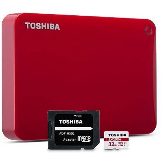 Toshiba 2tb Canvio Connect Ii Black And 32gb Class 10 Micro Sd Value Pack Red Walmart Com Walmart Com