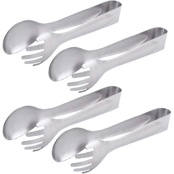 Serving Tongs 8-Inch Stainless Steel Salad Tongs Fork and Spoon Tongs, Set of 4