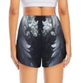 thumbnail image 2 of Lsque Elegant Feathered Floral Wings Printed Women's Running Shorts with Liner Pockets,Elastic Quick Dry Workout Athletic Gym Yoga Shorts,Womens High Waist Shorts-X-Large, 2 of 9
