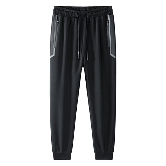 Vedolay Mens Sweatpants with Pockets Side Solid Cargo Pants Drawstring Hem Street Trousers Black,2XL