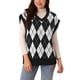 thumbnail image 1 of Chaleco de suéter sin mangas de color contrastante para mujer INSPIRE CHIC con cuello en V, 1 of 5
