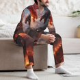 thumbnail image 7 of Yiaed Fire Sky Dragon Print Men’s Pajamas Set - Long Sleeve Button Down Sleep Shirt and Pajama Bottoms Sleepwear Set Mens Pjs Sets Men's Pajama Bottoms-Large, 7 of 7