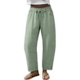 thumbnail image 3 of Kelon Women's Linen Pants Drawstring Palazzo Pants Casual Beach Vacation Trousers with Pockets M, 3 of 7