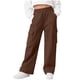 thumbnail image 1 of Pantalones largos para niñas y niños, de color liso, de pana, con cintura elástica, holgados, con cordón y bolsillos, informales, de poliéster., 1 of 7