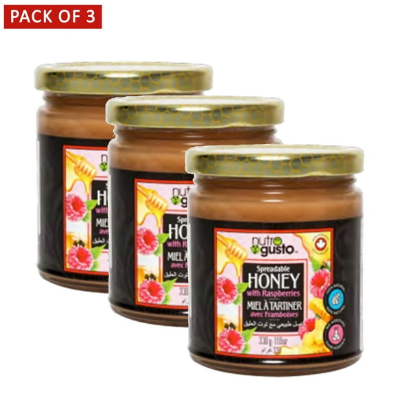 Nutrogusto Honey Spread with Raspberry 330g (Pack of 3)