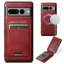 Dteck for Google Pixel 8 Case Magnetic with Detachable Card Wallet, 2 in 1 Removable Back Cover Compatible with MagSafe, Card Holder Flip Stand Pocket Slim Case for Pixel 8,Red