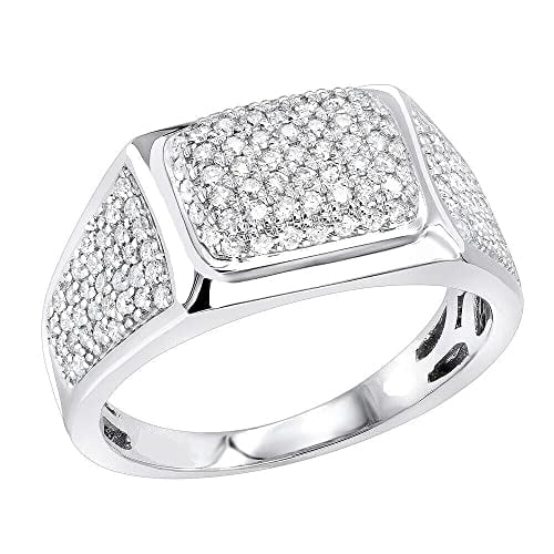 HeartsAndYou 3ct Round Cut Moissanite Cluster Accent Men Engagement Ring for Women 18k White Gold over Silver Stylish