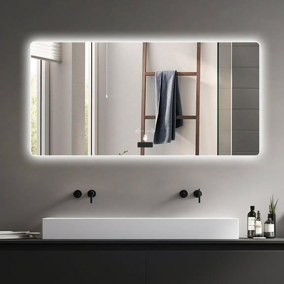   48x32in Frameless bathroom mirror , LED backlit mirror,, smart sensor