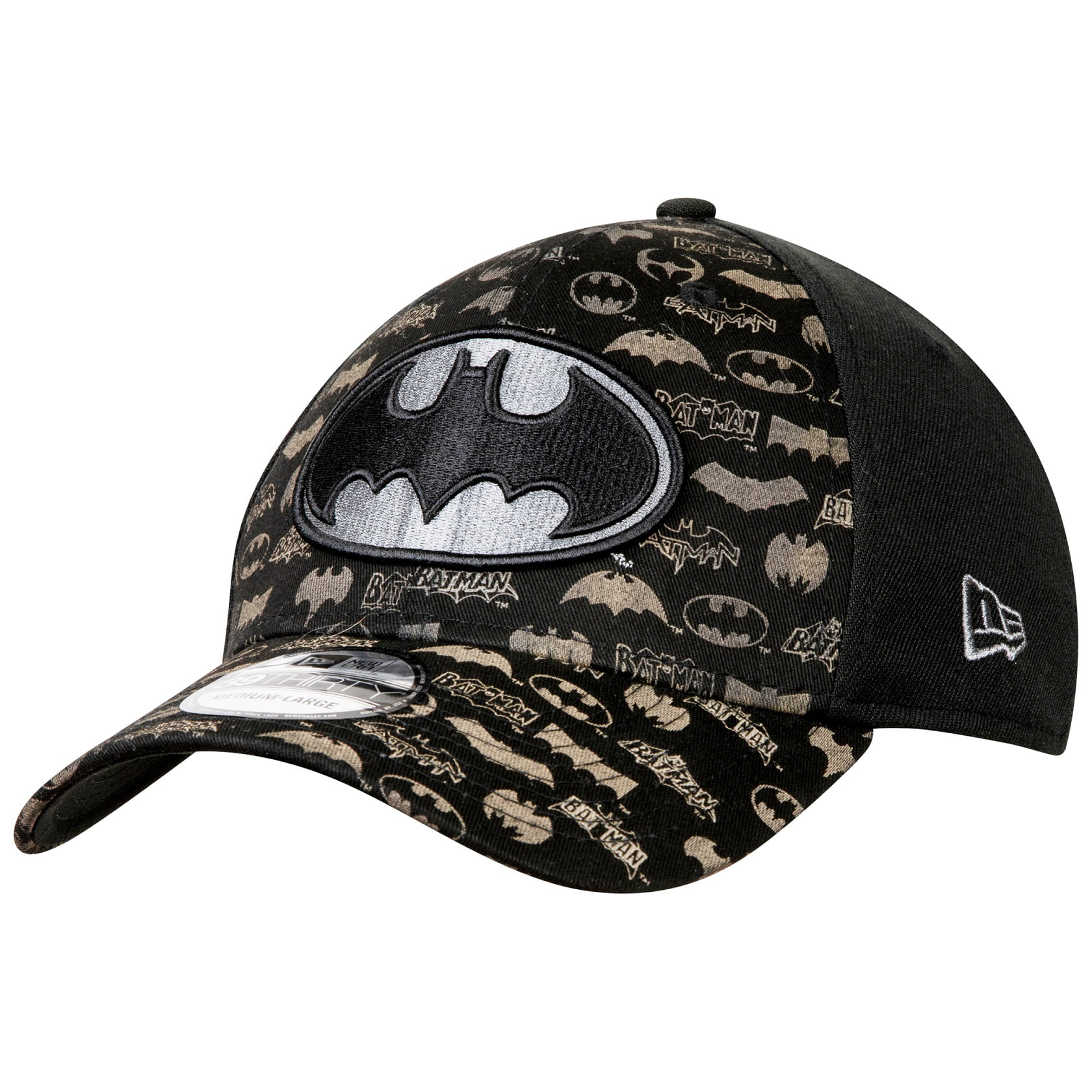 Batman Symbol Black Gold New Era 39Thirty Fitted Hat Small/Medium 