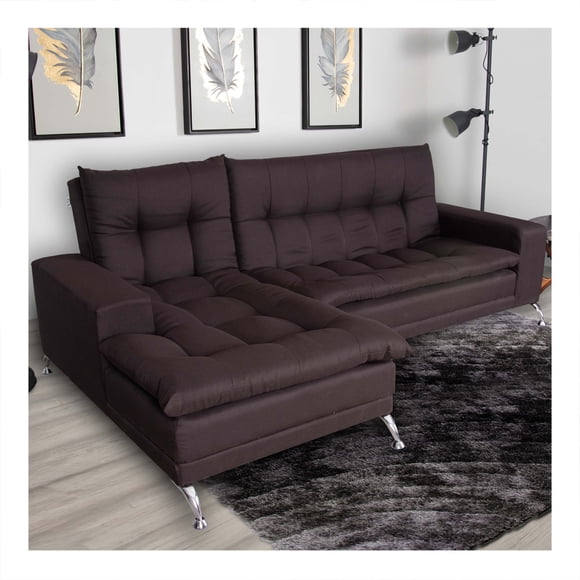 Sofá Cama M & E MUEBLES Carmen Modular Chocolate de Lino Izquierda
